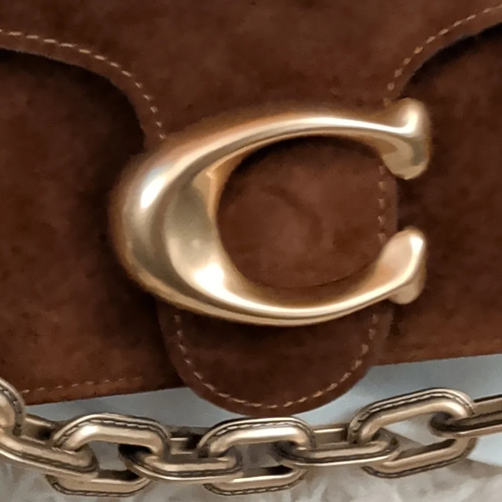 Coach Chain Tabby Shoulder Bag Brown Suede - Picture 4 of 7